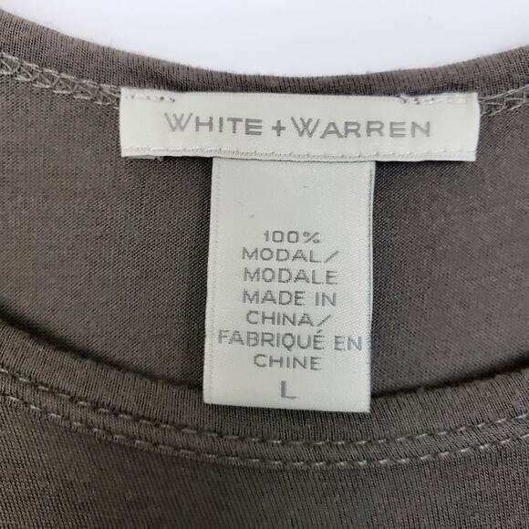 White + Warren Mushroom color Jersey Knit Drape Neck Sleeveless Dress Size Large - Picture 3 of 8